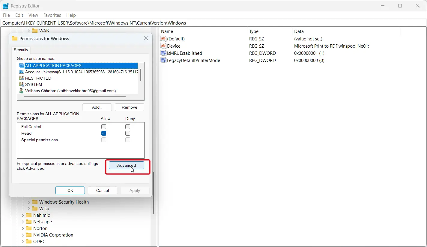 confirm System and Administrators Full Control