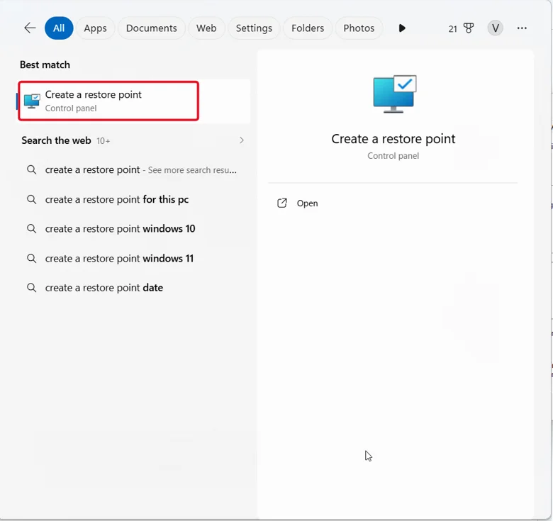 create a restore points