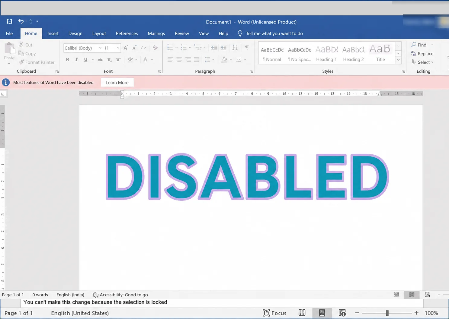 disabled message