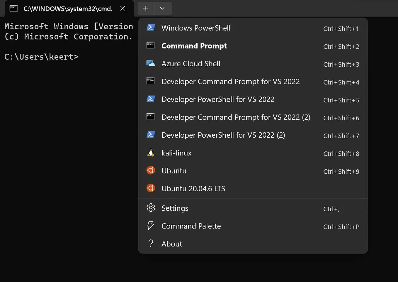 dropdown arrow next to tab bar