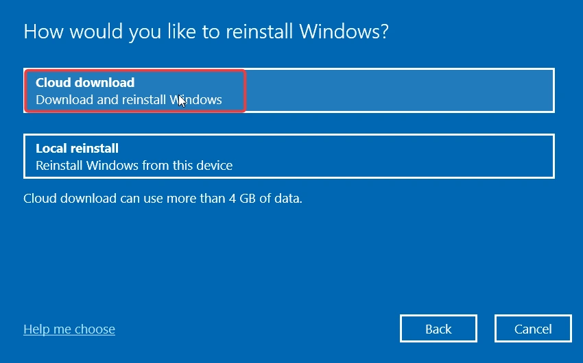 how would you like to reinstall Windows