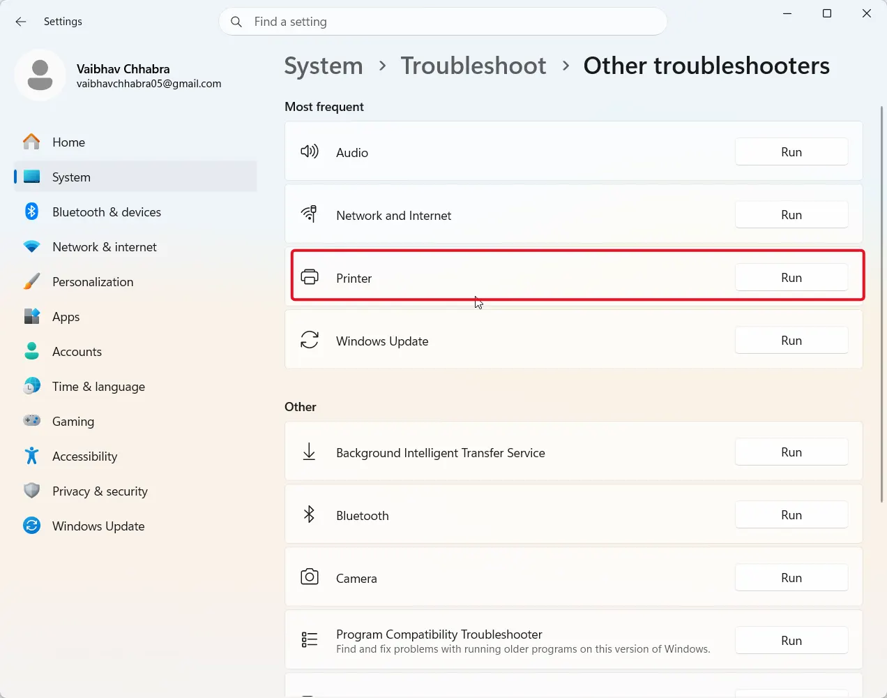 print troubleshooter