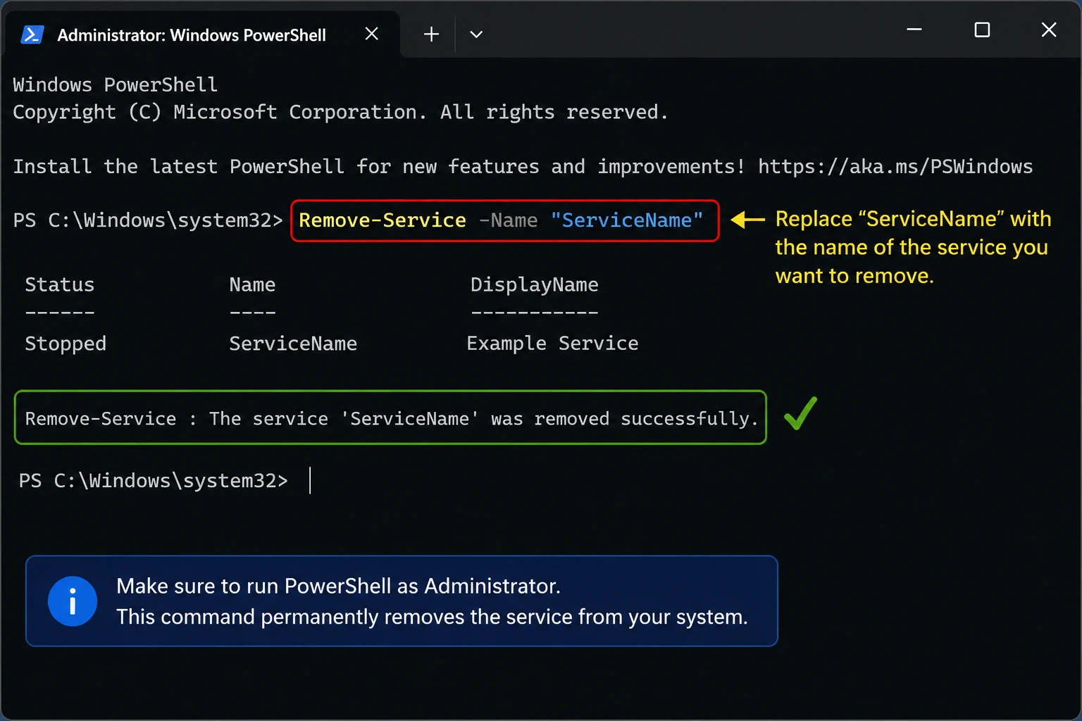remove service name