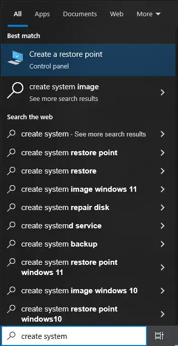 search for create system