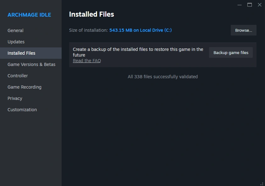 validated game files