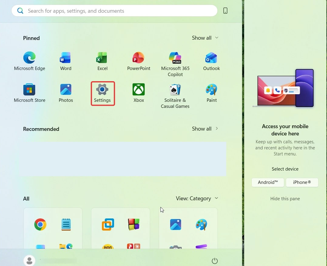 windows 11 setting