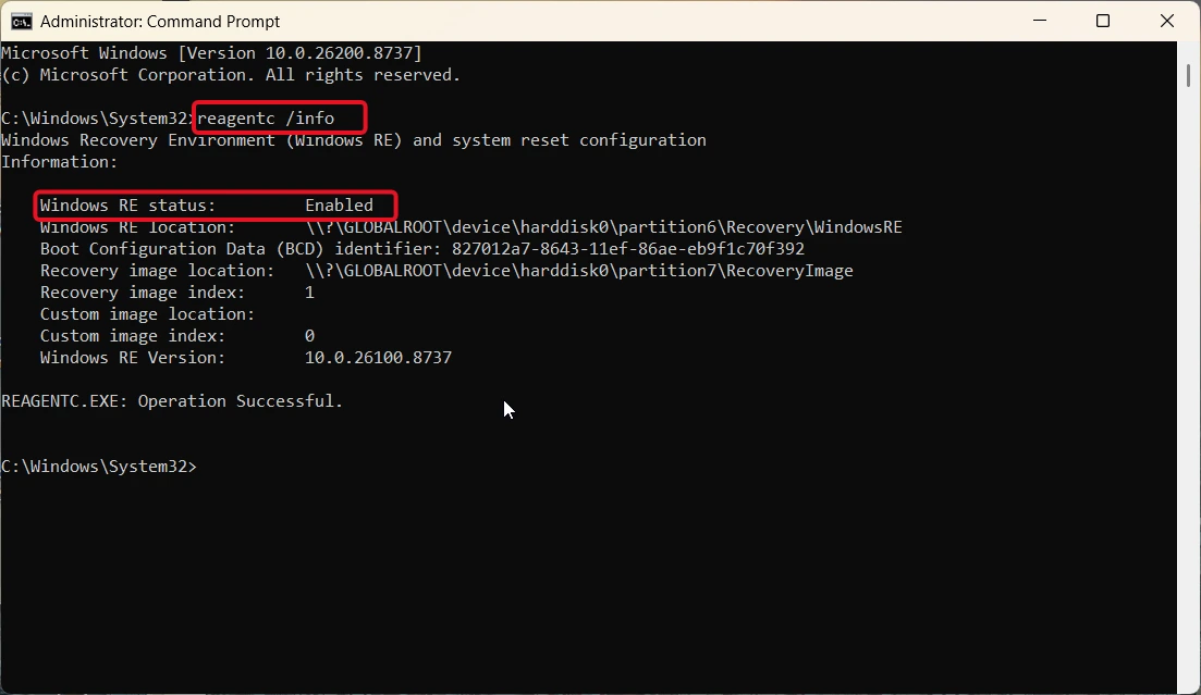 windows re status