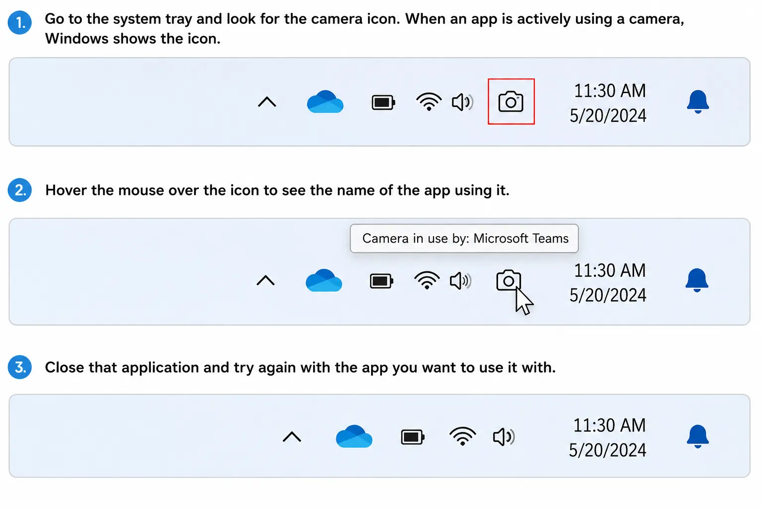 Check camera usage