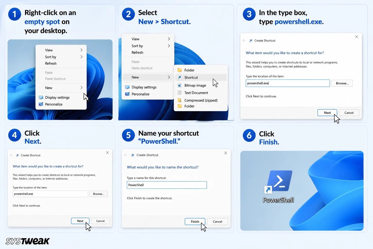 Create a PowerShell Shortcut on the Desktop