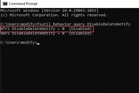 DisableDeleteNotify command
