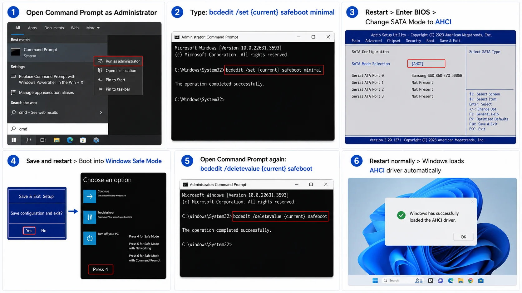Steps to Enable AHCI Mode
