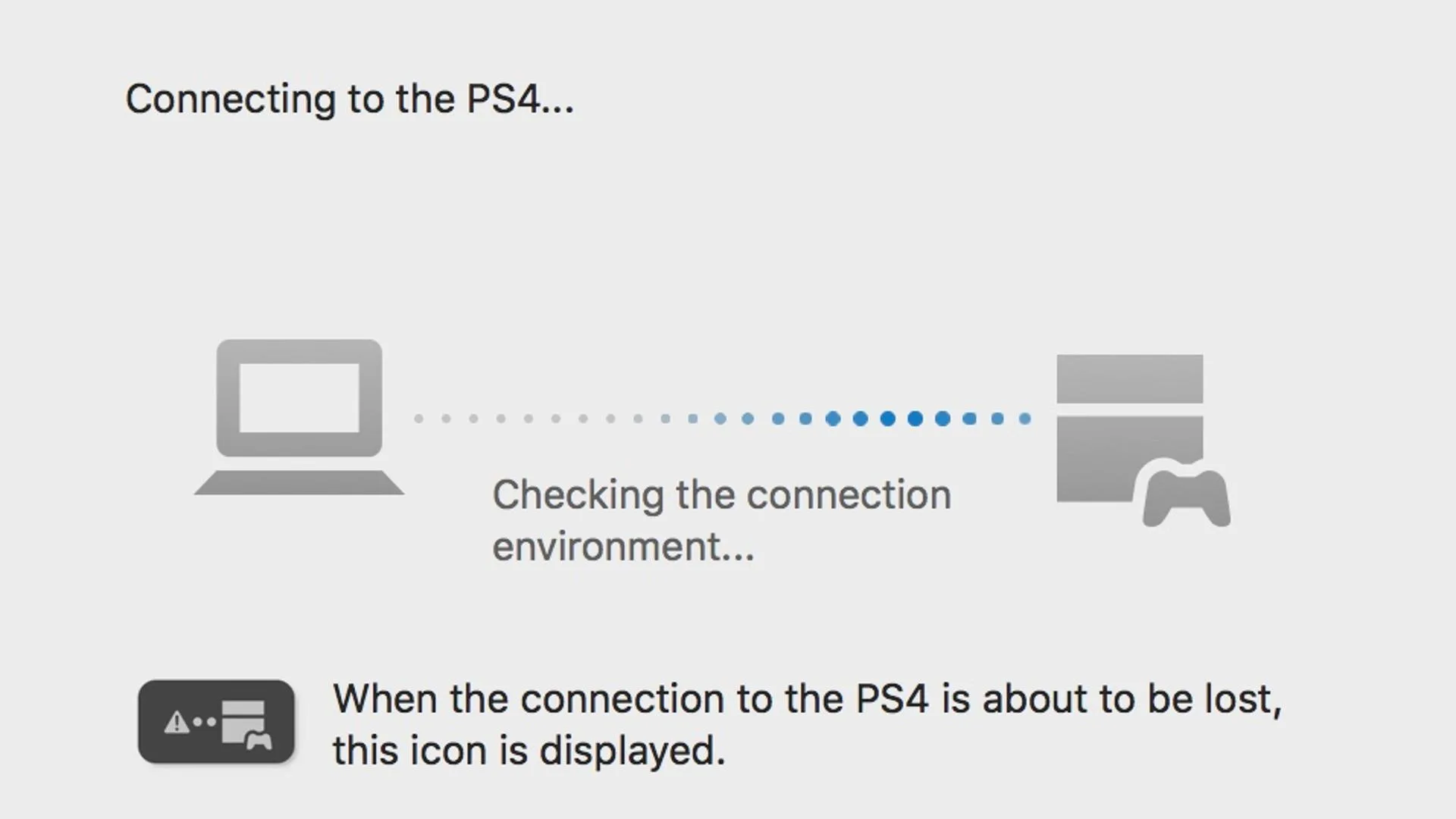 checking connection to connecting ps4