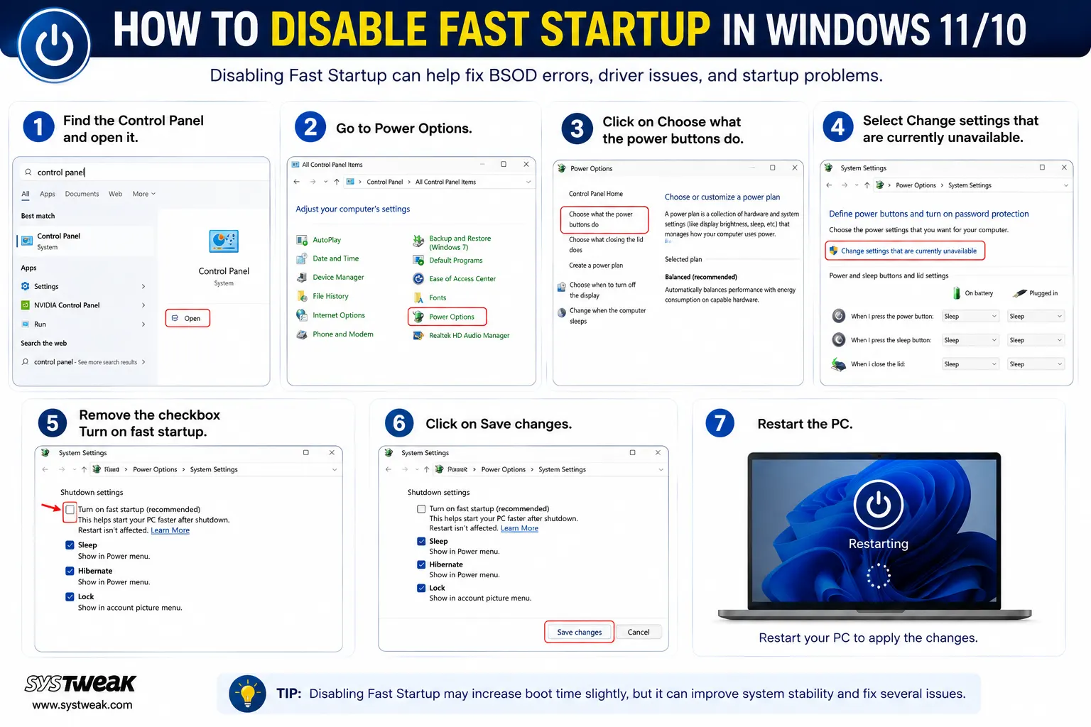 disable fast startup steps