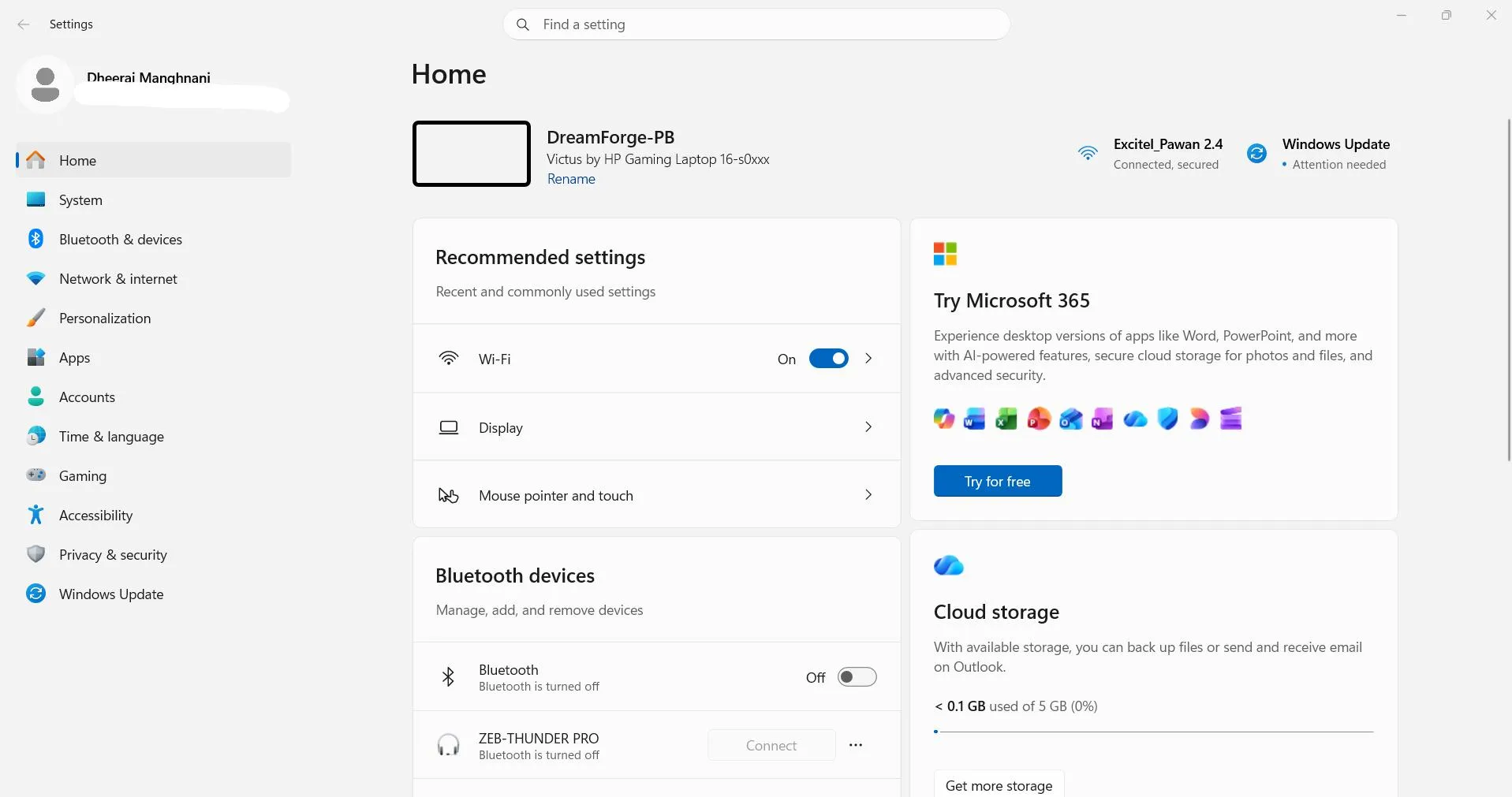 open Settings