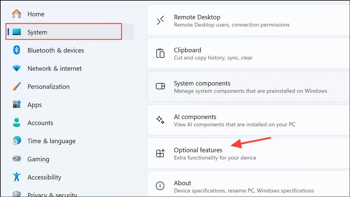 optional features