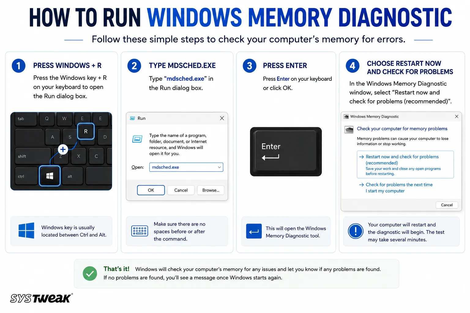 run windows memory diagnostic steps