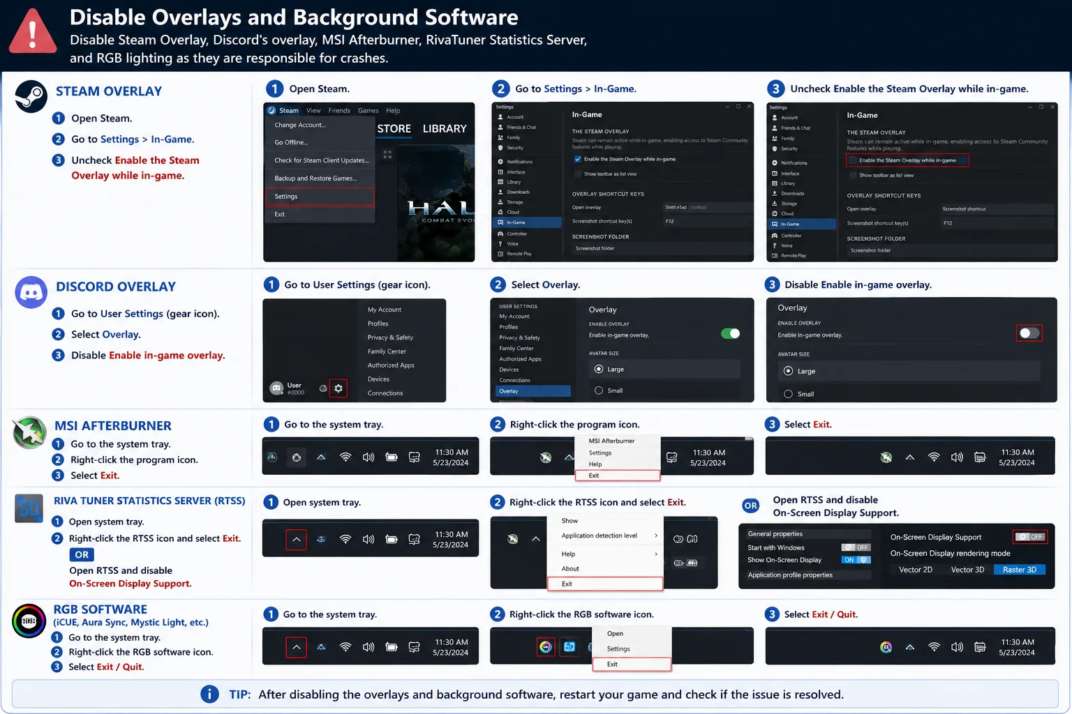 steps to disable overlays