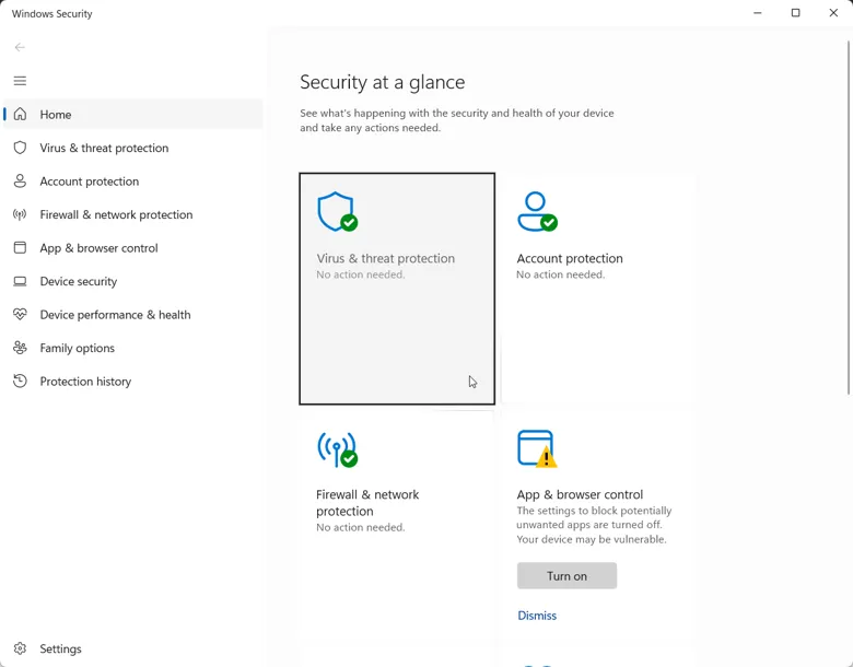 Virus & threat protection