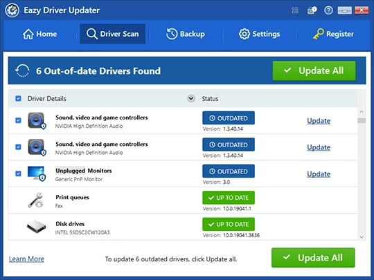 Review scan results and update outdated drivers