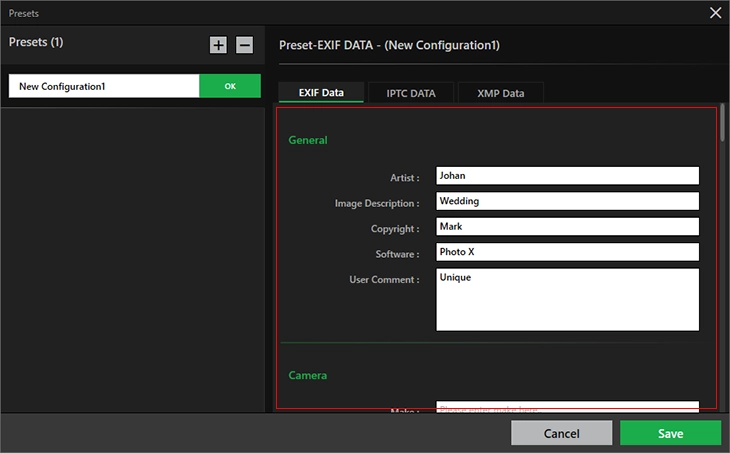 Save Presets
