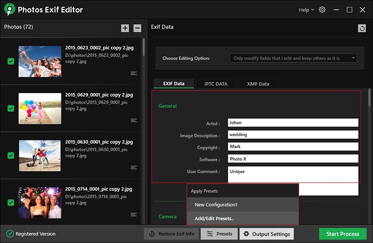 Select Presets