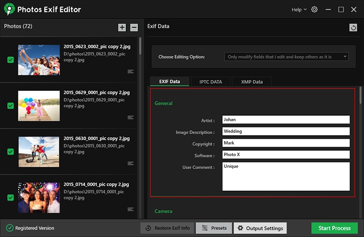 Start Presets Process