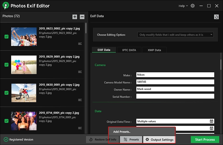 Presets Button