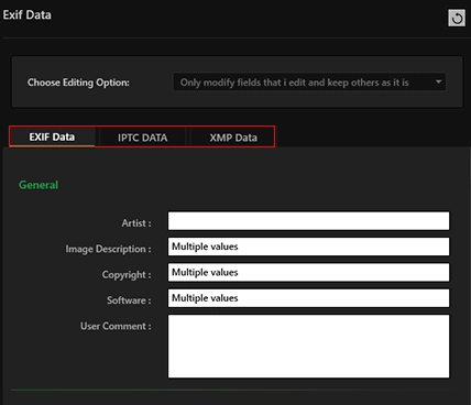 Metadata Editing Panel