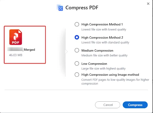 Before High Compression Method 2
