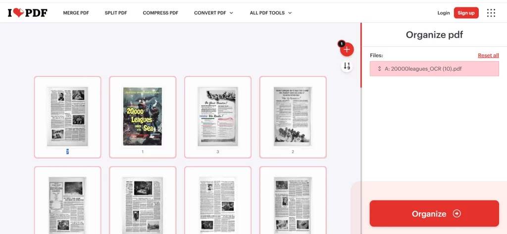 Click on the Organize button