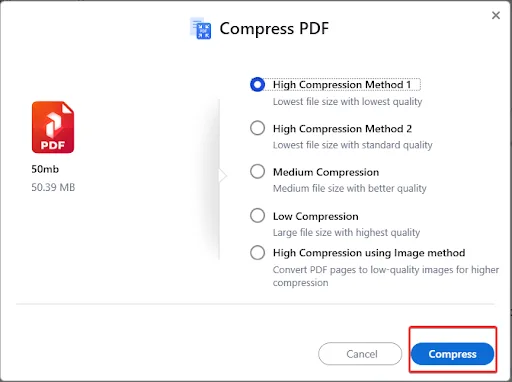 High Compression using Image Method