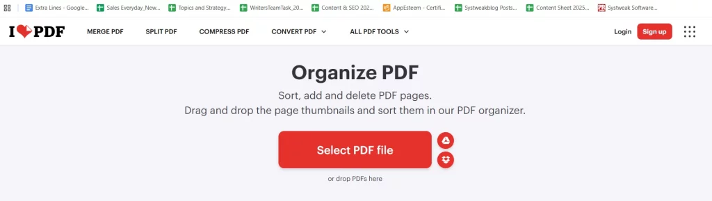 ILovePDF online tool page