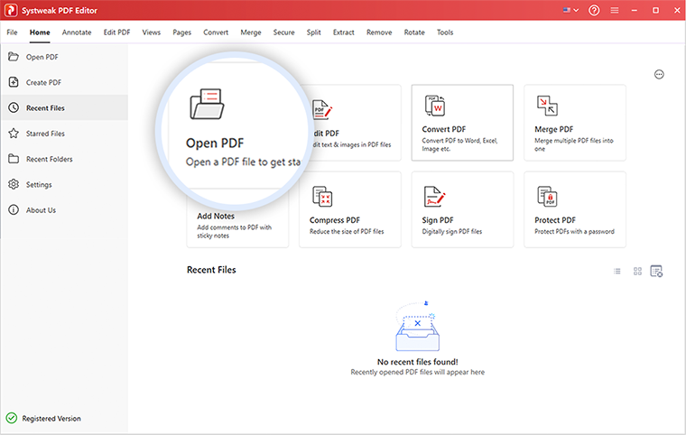 open pdf by Systweak PDF Editor