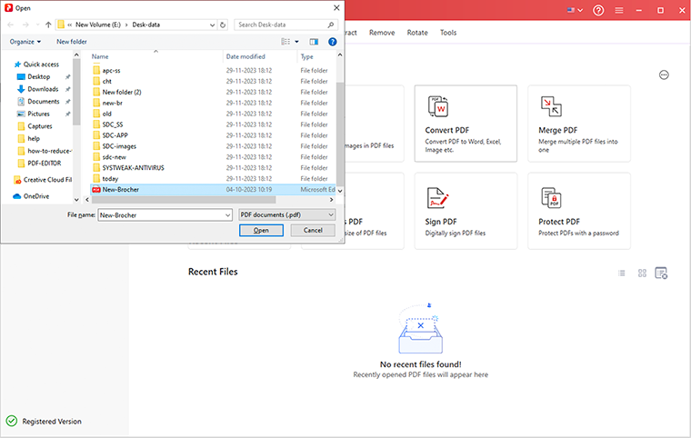 choose location to store pdf