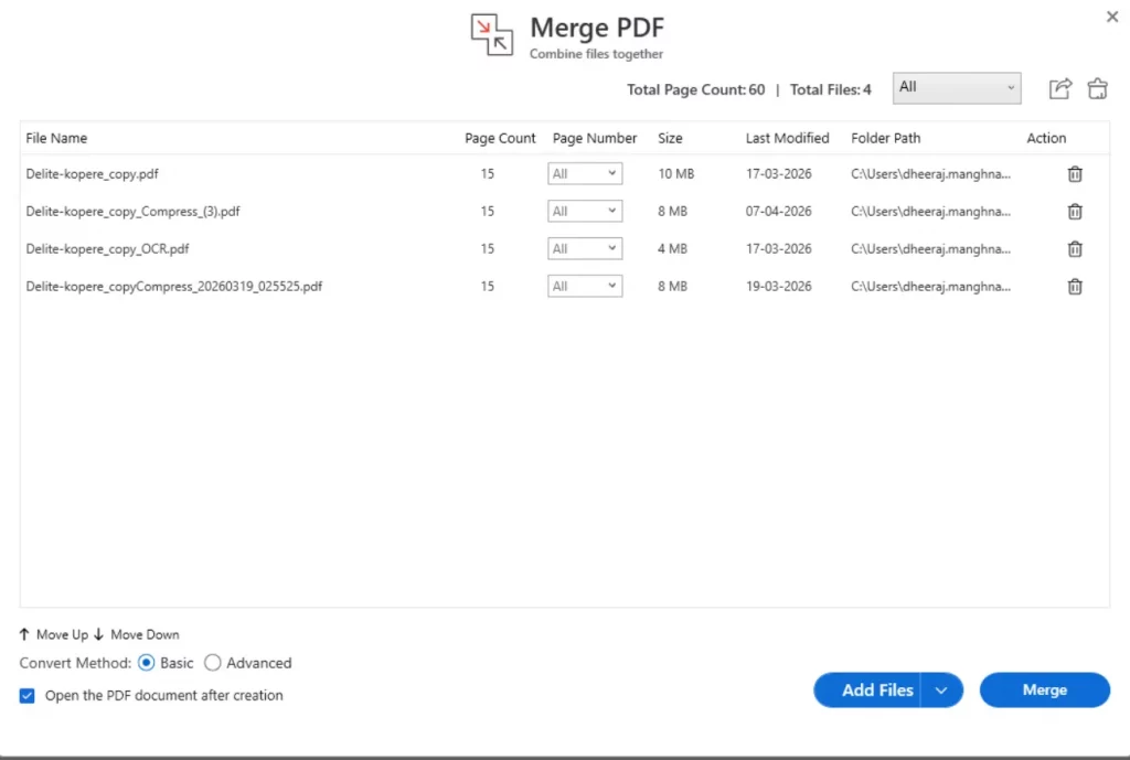 Merge pdf option