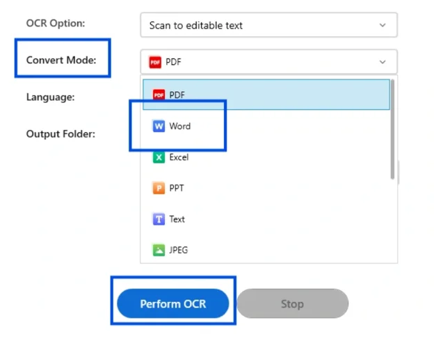 Set the Output Format and Convert