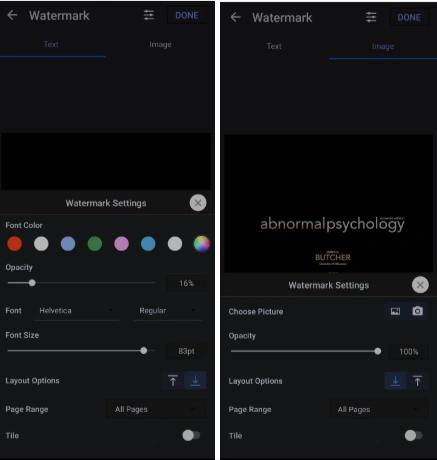 watermark setting