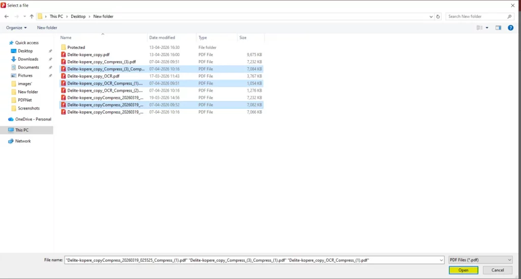 Choose the files or folder