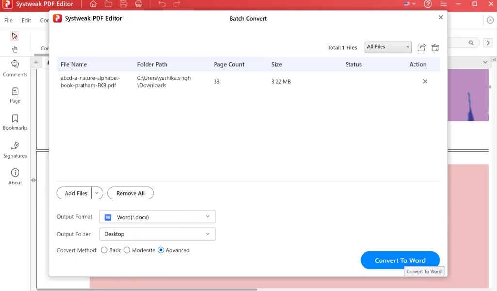Convert PDF File to Word document