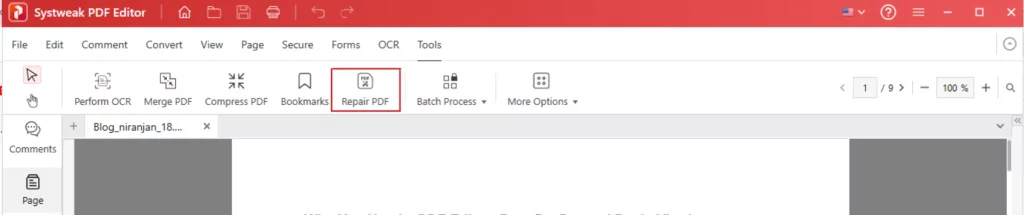 Repair PDF option