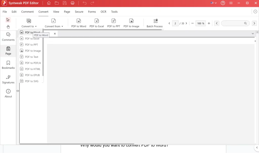Select Output Format