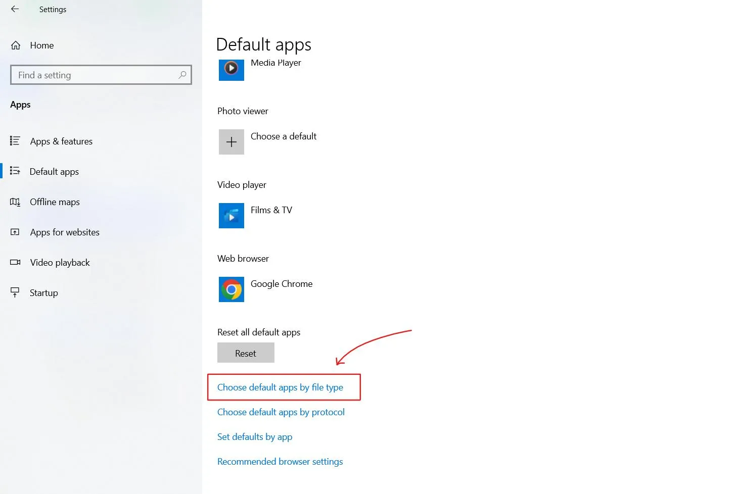 Choose default apps