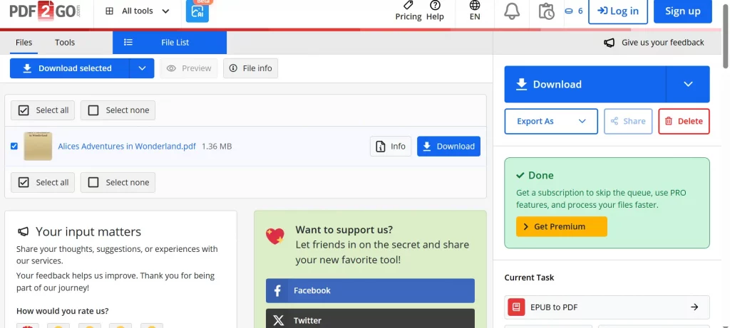 Converted PDF file will be downloaded