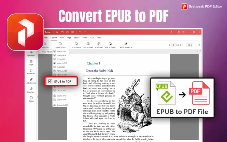 How to Convert EPUB to PDF with Systweak PDF Editor