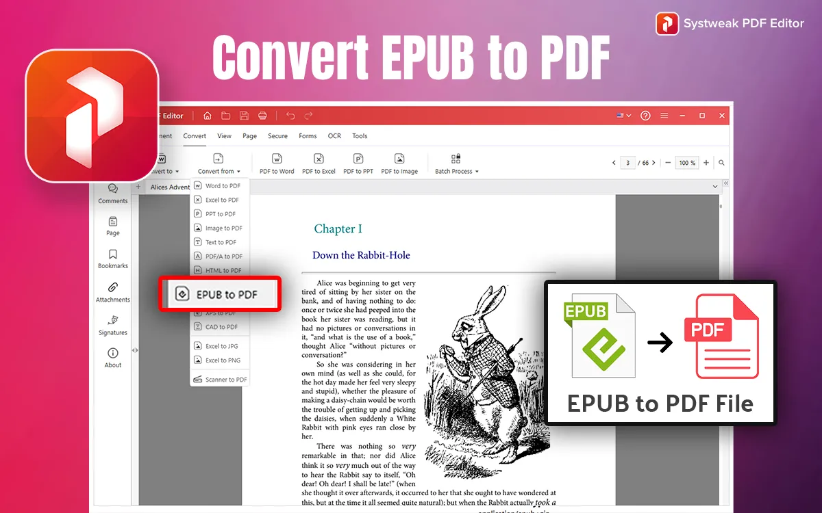 How to Convert EPUB to PDF with Systweak PDF Editor