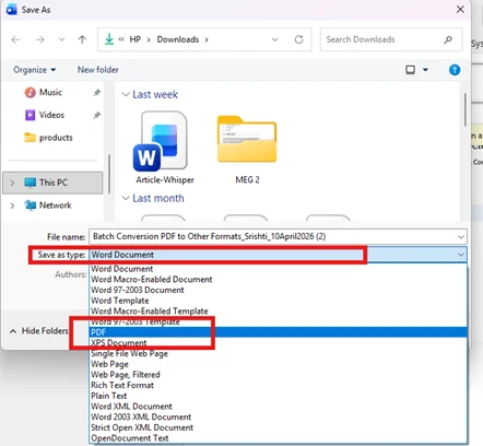 Save file as pdf
