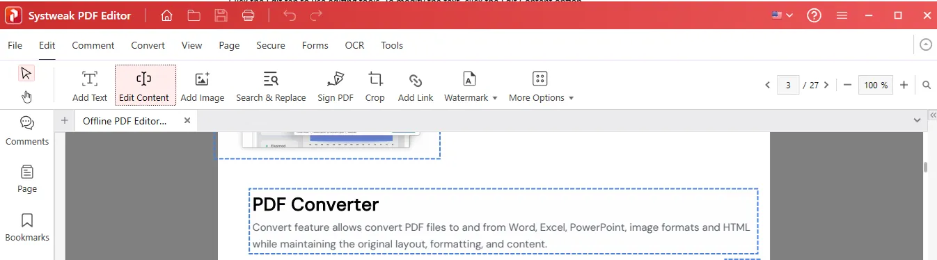choose edit content option