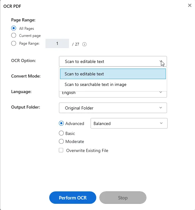fill all the fields to perform ocr