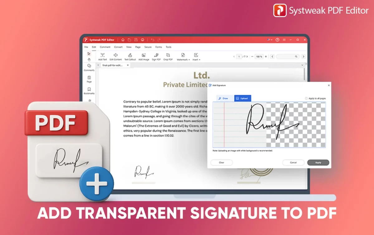 Add Transparent Signature to PDF on Windows (No Background)