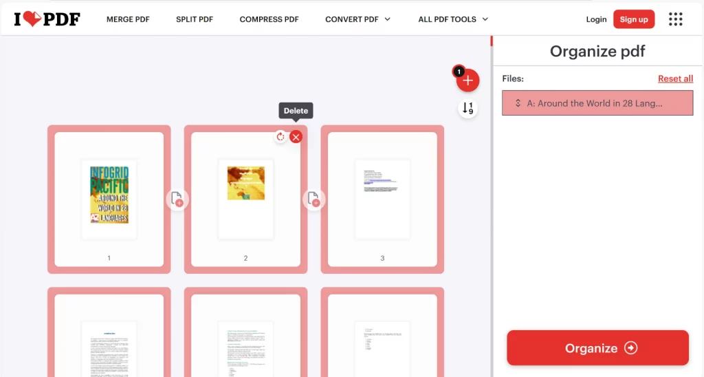 Delete Pages i love pdf